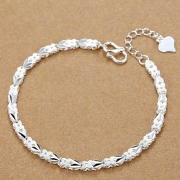 zilveren armbanden hartblad voor vrouwen bruiloft dame nobele mooie sieraden mode mooie ketting 20 cm 8inch