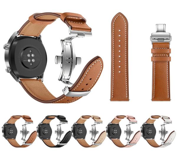 Silver Butterfly Budle Watch Replaçage en cuir authentique Honor Magic 1 2 Band 22 mm pour Huawei GT 2 GT2 Remplacements6155855