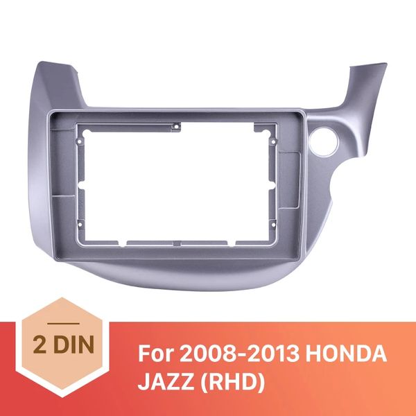 Cadre d'autoradio argenté pour 10.1 pouces 2008 2009 2010 2011 2012 2013 HONDA JAZZ RHD Kit de panneau de garniture de tableau de bord Audio