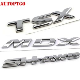 Silver Car Rear Trunk 3D Letter MDX TSX SH-AWD Emblema Logo Badge Decal Sticker para Acura Cars279O
