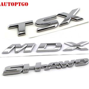 Zilveren Auto Kofferbak 3D Brief MDX TSX SH-AWD Embleem Logo Badge Decal Sticker Voor Acura Cars317T