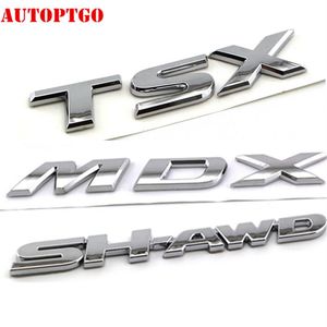 Argent voiture coffre arrière 3D lettre MDX TSX SH-AWD emblème Logo Badge autocollant autocollant pour Acura Cars2037