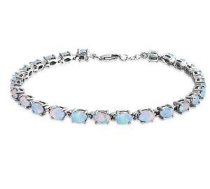 Zilveren bedelarmband wit opaal vuur 925 sterling zilver 925 sterling synthetische opaal ovale tennis armband 826inch voor vrouwen fash1811475