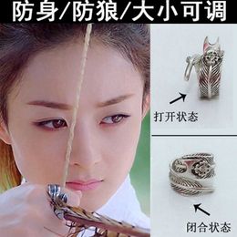 Plata Chuqiao Sterling Biografía El mismo anillo de defensa autoedc multifuncional de Zhao Liying Mujeres con mecanismo de cuchillo oculto Se refiere a AQRW