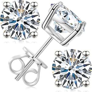 Zilveren klassieke 18k vergulde 925 sterling Vvs Moissanite diamanten stud met schroefsluiting