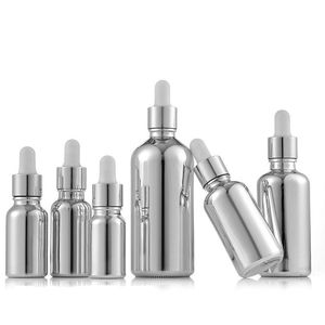 Bouteilles de parfum d'huile d'essence de verre enduit d'argent Bouteille de compte-gouttes de pipette de réactif liquide 10 ml 15 ml 20 ml 30 ml 50 ml Lvtvh