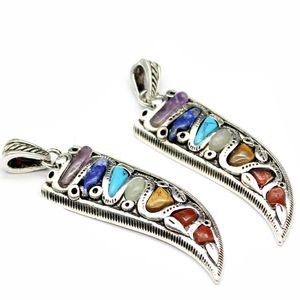 Couleur argentée 7 Chakras Stone Pendant charmes pendulo arc-en-ciel couleur quartz en cristal pendule bijoux pour hommes femmes guérison méditation