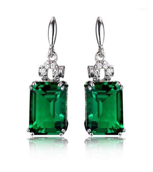 Couleur argentée 925 Boucles d'oreilles bijoux émeraude pour femmes péridot mystic jade bizuteria gemstone grennet emerald drop-bings femel19703532