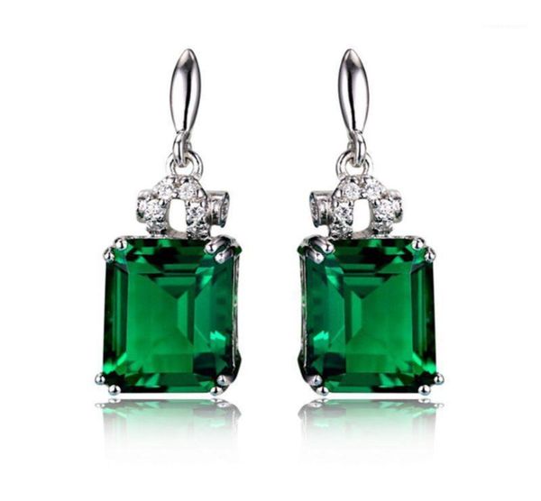 Couleur argentée 925 Boucles d'oreilles bijoux émeraude pour femmes péridot mystic jade bizuteria gemstone grennet emerald drop-bings femel19839279