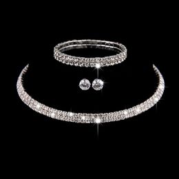 Silber Farbe Kreis Kristall Braut Schmuck Sets Afrikanische Perlen Strass Hochzeit Halskette Ohrringe Armband Sets Für Frauen