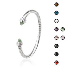 Zilveren kleur manchet bangle twisted armband ketting wit goud vergulde ontwerper zwarte onyx zirconia luxe voor vrouwen sieraden 5 mm