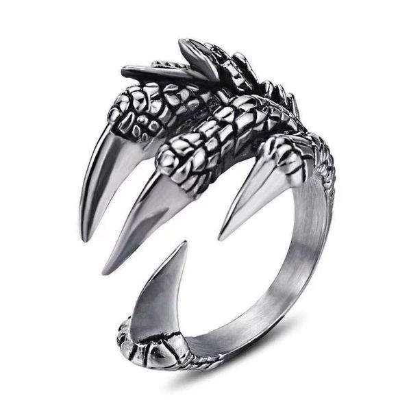 Bijoux griffe de Dragon couleur argent, anneaux Hip hop ouverts pour fête pour hommes, cadeau réglable, Bague Anillos VRS2196