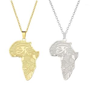 Zilver Kleur/Goud Kleur Afrika Kaart Met Vlag Hanger Ketting Kettingen Afrikaanse Kaarten Sieraden Voor Vrouwen Mannen Kettingen