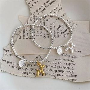 Bracelet pendentif chiot de marque couleur argent pour femme, chaîne de perles faite à la main, joli bijoux pour fille GC1520