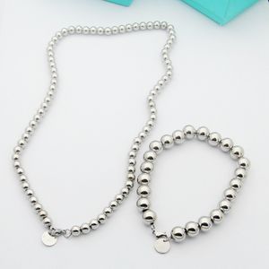 Zilverkleurige luxe merk ring hanger kettingen armbanden parel ronde kraal ketting sets voor vrouwen zonder doos