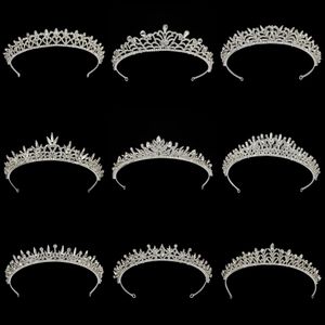 Zilveren kleur strass Crown tiara hoogwaardige kristal haaraccessoires hoofdband bruids bruids bruiloft prinses tiara kroon