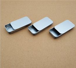 Silver Color Slide Top Tin Box, Rechthoek Candy USB Box Case Sliding Packing Food Container Dozen