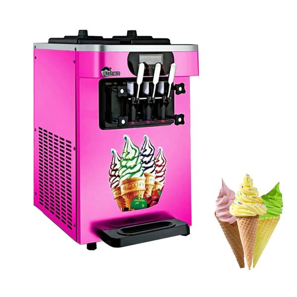 Máquina para hacer helados suaves de color plateado, automática comercial, máquinas expendedoras de helados de 3 sabores