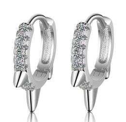 Couleur en argent en acier inoxydable Petites boucles d'oreilles de cerceau pour femmes cubiques zircone coréenne de mode de mode bijoux accessoires cadeau EH4758712041