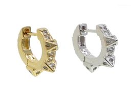 Color Silver Triple Spike Huggie Hoop Ooy Earrings 2021 Design Mini Small Bounk for Women 114483137