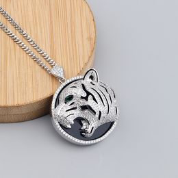 croix en argent cercle de créateurs de luxe léopard animal pendentif colliers Crysatl strass collier pour hommes femmes fête de mariage bijoux accessoires cadeaux cool