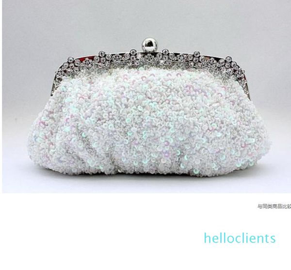 argent cristal sequin lourd perlé antique mariage mariée sac à main soirée sac à main embrayage