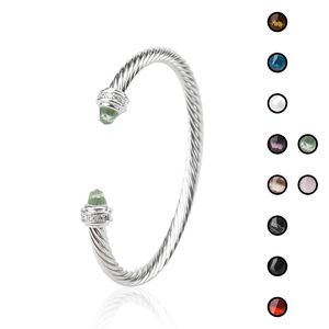 Zilverkleurige manchet Bangle gedraaide armband ketting wit vergulde designer armband zwarte onyx zirkonia luxe armband voor vrouwen sieraden 5 mm