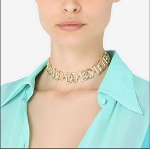 Collar de cadena de clavícula con costura de letras D de plata, collar moderno, pulsera de hip-hop, pendiente, joyería Rock Punk, regalo DSN7 -20