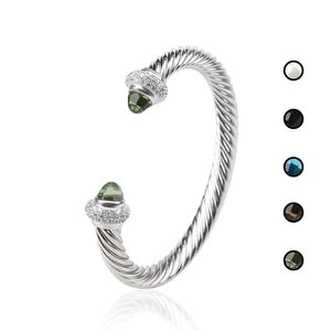 Designer gevlochten mode-sieraden Bangle gedraaide armband Wit vergulde 7 mm armbanden Twist Cuff Charm Zirkoon Luxe verjaardagscadeau voor vrouwen