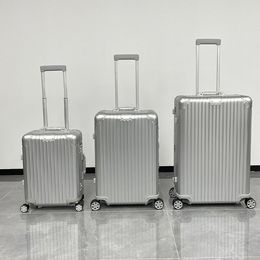 Silver Designer koffer grote capaciteit koffer bagage met wielen aluminium legering dozen Trolley Case Bag koffers