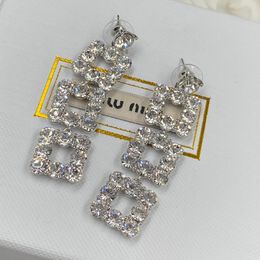 Zilveren diamanten oorbellen vergulde designer oorsteker merk geometrie letters M vrouwen oorbel bruiloft sieraden transparante klassieke stijl