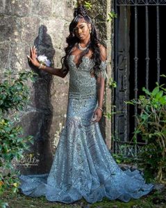 Silver Diamond Long Sparkly Prom Ceremony Party Robes For Black Girl 2024 Luxury Gillter Night Robe Vestido de Gala