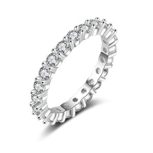 Bagues en argent avec diamants pour femmes Bague en zircone cubique Or blanc Fiançailles de mariage de mariée Bijoux à la mode