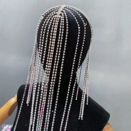 Silver Diamond Tassels Chain Headwear Wigs Gogo Dance Costumes Femmes Tête Ornement Ornement Festival tenue Accessoires de scène XS6855