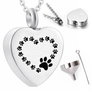 Zilveren hond pootafdruk crematie sieraden hanger ketting, as urn ketting gedenkteken huisdier LL