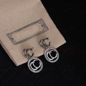 Zilveren oorbellen, Double Alphabet Zircon Round Charm designer oorbellen, stijlvolle gepersonaliseerde oordopjes voor bruiloften, bruiden, Valentijnsdag, Kerstmis, geschenken