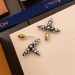 Silver Earrings Stud Fashion ETUD Cross -oorbellen Luxe Multi -kleuren L Letter Sieraden 18K Diamant Wedding Gifts Sieraden Designer Hoop Star 2024