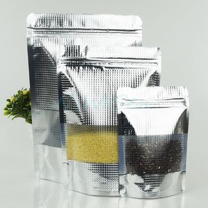 Livraison gratuite sacs de gaufrage argentés, 10x15 cm 100 pcs/lot X sac d'emballage de macaronis en aluminium argenté auto-support avec fenêtre