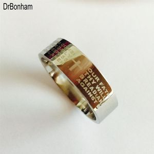 Zilveren engels bijbel ring 8mm 316 Titanium Staal wit goud kleur kruis Brief gebed bijbel trouwring ring mannen vrouwen318g