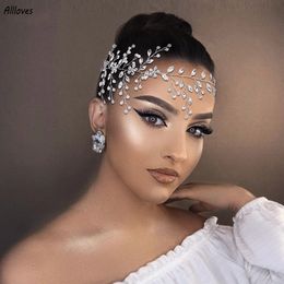 Zilveren Fancy Rhinestone Voorhoofd Bruiloft Hoofddeksels Sparkly Crystal Haaraccessoires Bruidshaar Vine Hoofdband CL3226