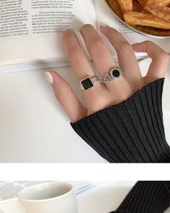 Zilveren vinger band ringen verlovings sieraden voor vrouwen creatieve zwarte cirkel party accessoires geschenken