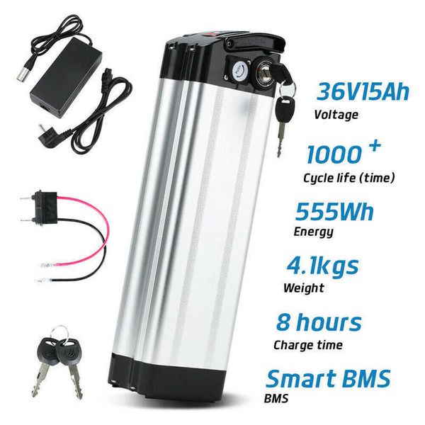 Silver Fish 36V 48V 10.4ah 18650 Batterie au lithium avec 30A BMS pour vélo électrique 500W 800W Batteries rechargeables Vélo caché