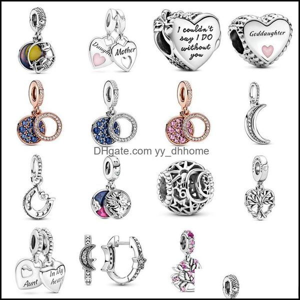 Silver Fit Pandora Pulseras Madre Hija Encantos del corazón Sier 925 Cuentas originales para la fabricación de joyas Sterling Diy Women Drop Yydhhome Dhwo2