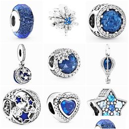 Silver Fit Pandora Charm Bracelet European Sier Charms Beads Snowflake Heart Of The Ocean Dangle Cats Eye Murano Glass Diy Snake Cha Dhoaf