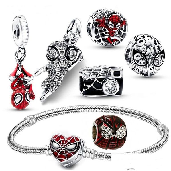 Argent Fit Pandora Charme Bracelet Araignée Dessin Animé Homme Européen Sier Perle Charmes Perles Diy Chaîne De Serpent Pour Les Femmes Bracelet Collier Bijoux Dhckc