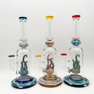 Zilver Fumed Octopus glazen waterpijp waterpijp 12 inch bubbler 14 mm vrouwelijk gewricht met Kom en quartz banger gratis