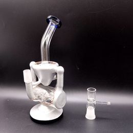 Silver Glass Water Bong Bangahs Huile DAB Recycler Recycler Heary Fumer Pipes Shisha, Facile à nettoyer et épaisse pour le bang en verre