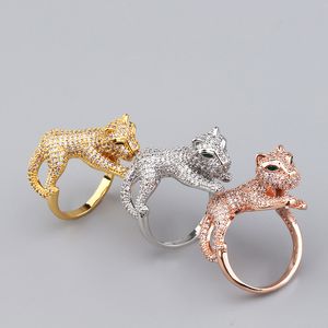 Zilvergouden dieren verlovingsringen voor vrouwen mannen sterling zilveren grote diamant cluster ring ontwerper sieraden bruiloftsfeest verjaardag valentijnsdag belofte geschenken