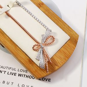 Argent or croix arc fine chaîne diamant pendentifs longs colliers pour femmes à la mode bijoux de créateurs de luxe fête noël cadeaux de mariage filles fiançailles
