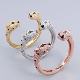 argent or double extrémité léopard femmes bracelets bracelets designer hommes bijoux de haute qualité unisexe mode diamant fête noël cadeaux de mariage vacances anniversaire